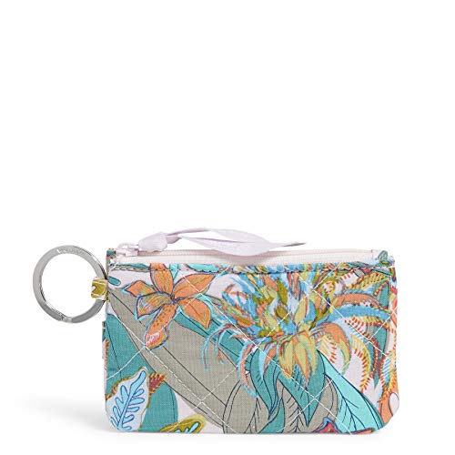 Vera Bradley Women's Cotton Deluxe Zip ID Case Wallet With RFID Protection, Rain Forest Canopy - Recycled Cotton, One Size