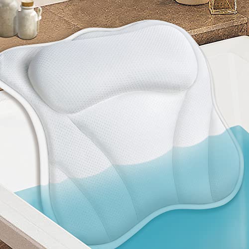 Premium Bath Pillow for Tub, Comfort Spa Bathtub Cushion with Non-Slip 6 Large Strong Suction Cups, for Head Neck and Back Support