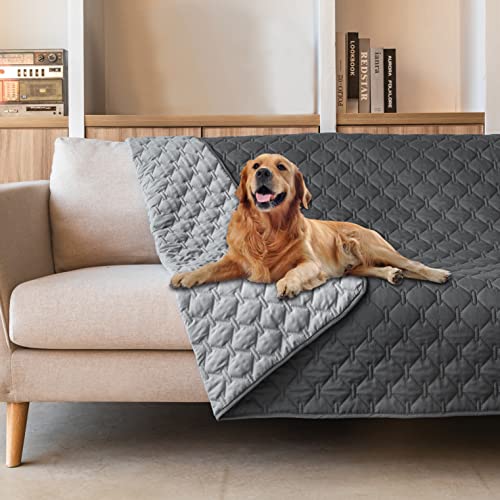 gogobunny 100% Double-Sided Waterproof Dog Bed Cover Pet Blanket Sofa Couch Furniture Protector for Kids Children Dog Cat, Reversible (68x82 Inch (Pack of 1), Dark Grey/Light Grey)