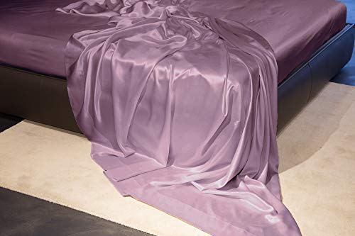 Wake Up Gorgeous! 1-Piece Silk Flat Sheet  Pure, Ultra Soft Mulberry Silk Top Sheet - Hypoallergenic, Breathable, Temperature Regulating Fabric  Promotes Healthy Hair and Skin (Amethyst, Queen)