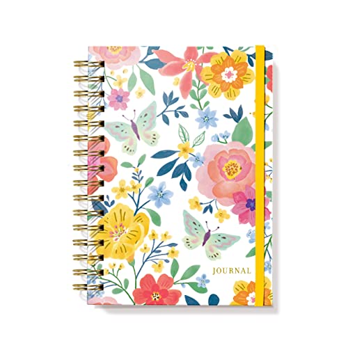 Designer Greetings, Designer Papers Flex Cover Journal with Elastic Band, Floral - 320 Pages (6 x 8.25) - Perfect for Work, School, Creative Writing, Personal Notes and More!