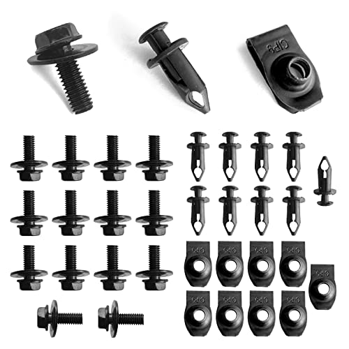 TOPCNOEM 35Pcs Engine Under Cover Splash Shield Body Bolts Screws, Bumper Clips Extruded U-Nuts Kit Compatible with Nissan 350z 370z Infiniti G35 G37 EX35 FX35 FX45