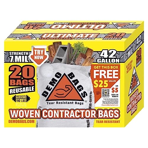 Demo Bags Ultimate Pro Pack 42 gal. Contractor Bags Flap Tie 20 pk No