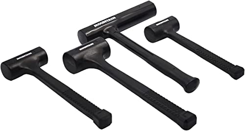 MOUNTAIN 4044 4 Piece Hammer Set for Garages, Repair Shops, and DIY, Ergonomic, Soft Face, Elastic Grip Handle, Shock Absorbent, (1) 32oz. Extended Head Piston and (3) Dead Blow Hammers, Black