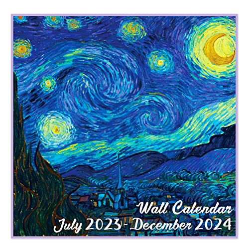 2023-2024 Wall Calendar - Calendar 2023-2024, 18-Month Monthly Wall Calendar 2023-2024, 2023-2024 Calendar from Jul. 2023 - Dec. 2024, 12" x 24" (Open), Unruled Blocks with Thick Paper - Art Paintings