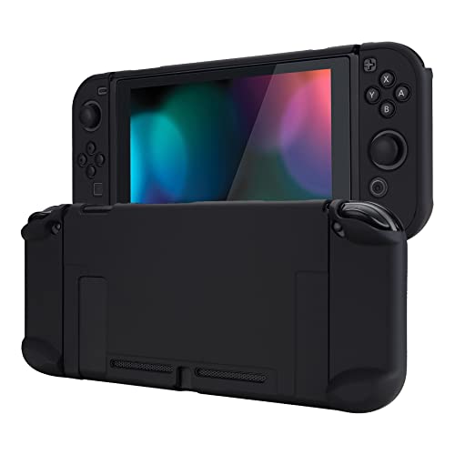 eXtremeRate PlayVital Back Cover for Nintendo Switch Console, Handheld Controller Separable Protector Hard Shell for NS Joycon, Customized Dockable Protective Case for Nintendo Switch - Black