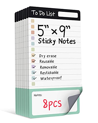 Mehaving Dry Erase to Do List Sticky Notes| 8pcs Premium Daily Planner White Board| Chore Chart Checklist Notepad| Lined Task Todo Memo Pad| Removable Suitable for Home,Office,Refrigerator,Desk
