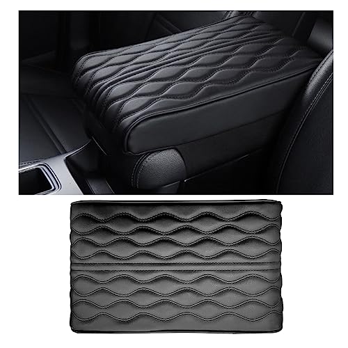 Ziciner Car Center Console Cover, 12.6" x 8.5" Leather Memory Foam Armrest Cushion Protection Pad, Waterproof Hand Rest Pillow with Height Increase, Universal Accessory for Most Car (Black)