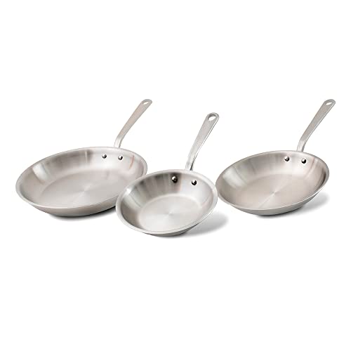 Made In Cookware - 3-Piece (Includes 8",10",12") Stainless Frying Pan Set - 5 Ply Stainless Clad - Professional Cookware - Made in Italy - Induction Compatible