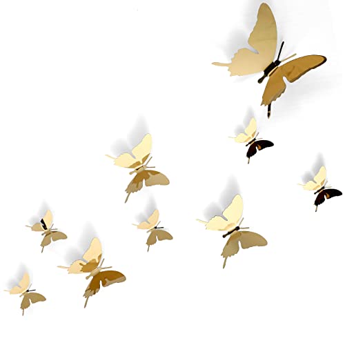 24 Pieces Metal Butterfly Decorations, 3D Flying Butterfly for Ceiling , Cute DIY Art Decor for Shopping Mall Bedroom Home Living Room Window, 2.36 inches, 3.94 inches, 5.9 inches