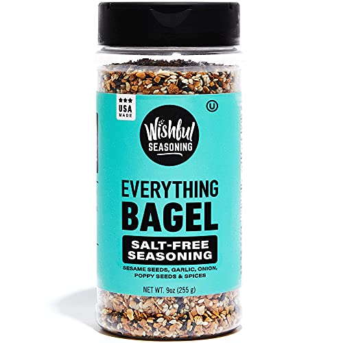 Wishful Everything Bagel Seasoning Salt Free XL 9 Ounce Jar. Blend of Sesame Seeds, Dried Onion Flakes & Garlic Seasoning plus Keto Seasoning