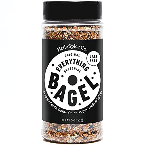 HelloSpiceCo. Everything Bagel Seasoning Salt Free XL 9 Ounce Jar, Blend of Spices, Sesame Seeds, Dried Onion Flakes & Garlic Seasoning plus Keto Seasoning