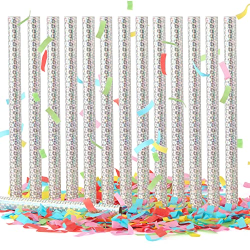 BATTIFE 14Pack Confetti Wands, Colorful Confetti Shoot Poppers, Tissue Paper Confetti Flick Flutter Sticks for Wedding Celebrations, Birthday, Multi-Color, 14 inch