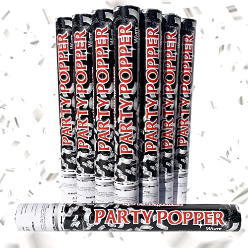 Confetti Cannon Party Popper |12 Pack of 16 Inch| Biodegradable White Paper Confetti Shooter, NCBSUPPLIES Confetti Blaster | Air Powered | Launches 25-30 feet | For Celebrations, New Year's Eve, Birthdays, Christmas