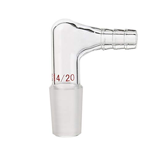 JRLGD Glass 90 Degree Bent Inlet Adapter with 14/20 Male Glass Joint and 8mm Hose Connection Lab Glassware