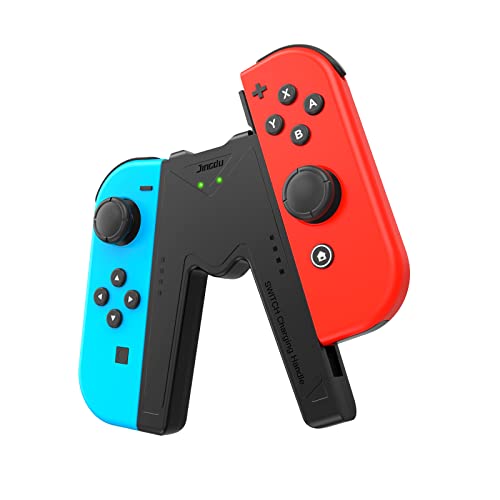 JINGDU Switch Joy-Con Charging Grip Compatible with Nintendo Switch & OLED Model, V-Shaped Switch Joy-Con Controller Charger with Indicators, Play While Charging, Black