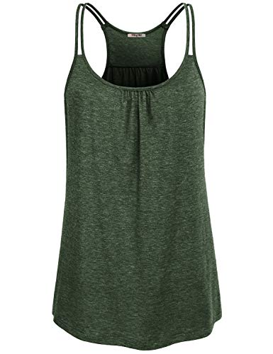 Hibelle Green Tank Top for Women, 2022 Summer Fashion Workout Shirts Loose Fit Sleeveless Tops Racerback Exercise Gym Clohtes Funny Light Weight Cool Tunic Tshirts Leggings Small