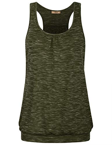 Miusey Top for Women Fashion 2022,Female Crew Neck Tank Tops Army Green Shirt Yoga Tunic Workout Breezy Cozy Fittness Clothes Elastic Banded Bottom Casual Summer Top Gym Sports Wear L