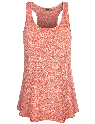 Miusey Yoga Tops for Women,Cute Workout Racerback Tanks Fashion 2022 Summer Muscle Active Shirts Sleeveless Exercise Sports Gym Athletic Activewear Pilates Clothes Coral M