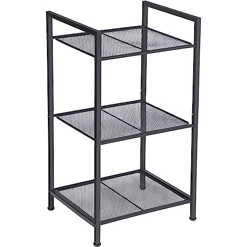 SONGMICS 3-Tier Storage Rack, Bathroom Shelf, Extendable Plant Stand with Adjustable Shelf, for Bathroom, Living Room, Balcony, Kitchen, Black UBSC33BK