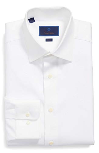 David Donahue Trim Fit Royal Oxford Dress Shirt White 16.5 x 32-33