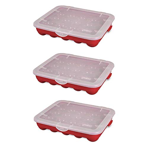 Sterilite 20 Compartment Christmas Holiday Ornament Box Storage Case with Lid (3 Pack)