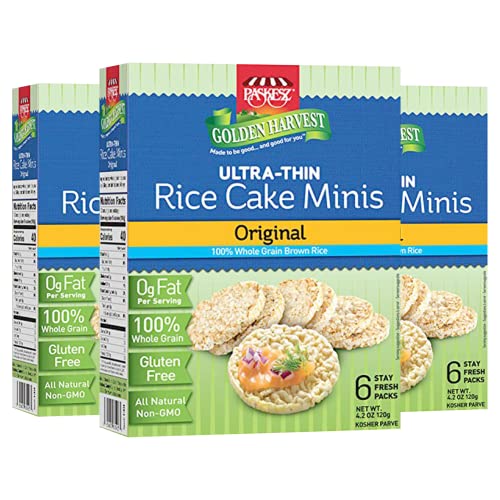 Only Kosher Candy Ultra-Thin Original Wholegrain Brown Rice Cakes Minis with Natural Ingredients | Kosher Certified Non-GMO, Fat, and Gluten-Free, Pack of 3