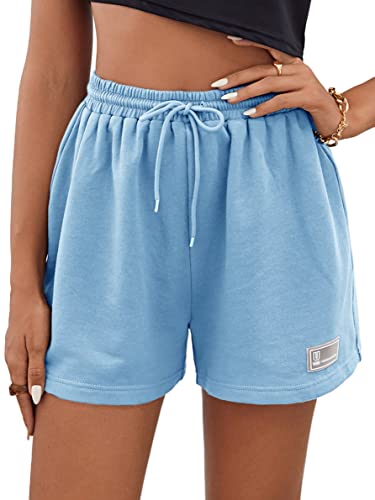 MakeMeChic Women's Casual Drawstring Waist Sweat Shorts Running Track Shorts Blue M