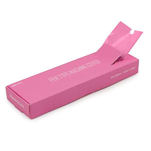 Denergy Tattoo Machine Covers Pink - 200pcs PMU Pen Type Machine Bag Sleeve for Pen Microneedling,Cartridge Tattoo Machine,Mesotherapy - PMU Supplies 52mm180mm (Pink2.0 inch X 7 inch)