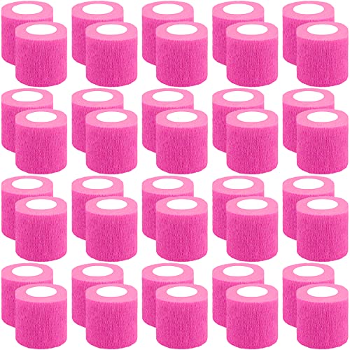 BQTQ 40 Rolls Self Adhesive Bandages Wrap 2 Inch Self Adherent Wrap Self Stick Bandage Wraps Stretch Bandage for Wrist Ankle Swelling Sprains (Neon Pink)