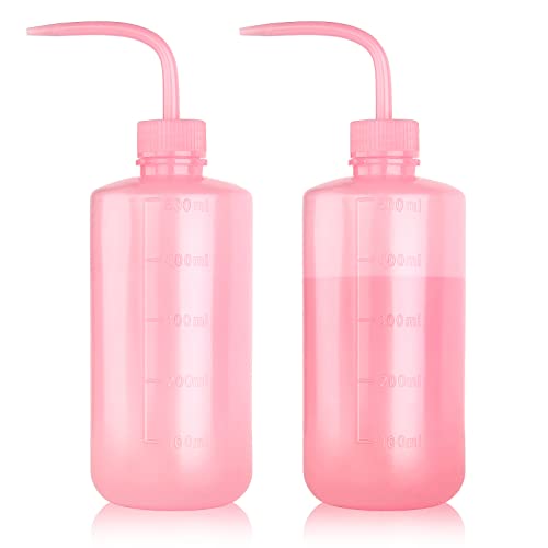 Tattoo Wash Bottle- Melphoe 2Pcs 500ml Water Squirt Bottle Succulent Watering, Safety Rinse Bottle Watering Tools, Economy Plastic Squeeze Washing Bottle for Medical Lab, Tattoo Supplies, Irrigation Squeeze Sprinkling Can Wash Plant Bottle (Pink)