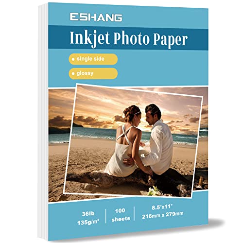 ESHANG Thin Inkjet Printer Paper 100 Sheets for DIY Chip Bag and Print Brochure Flyer 8.5x11 Inches Glossy 36Lb