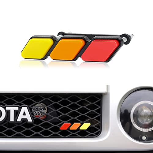 Jawmoy Pack-1 Tri-Color Grille Badge Emblem Decoration, Automobile Front Mesh Accessories, Compatible with Toyota 4Runner Tacoma Tundra (Yellow & Orange & Red)