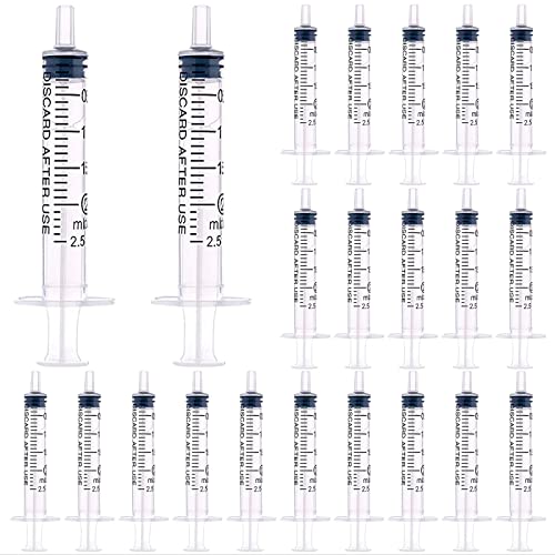 40 Pack 2ml Plastic Syringe Individually Sealed with Measurement for Feeding Pets, Watering, Scientific Labs, Medical Student, Measuring, Refilling, Oil or Glue Applicator, No Needle