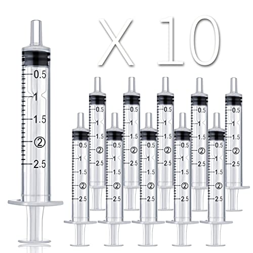 LEOVIO 10 Pack 2ml Syringe Without Needle for Food Droppers, Scientific Labs, and General Dispensing - Multiple Uses 2 ml Syringe Without Needle & Individually Sealed