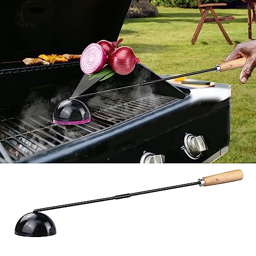 Onion Holder Grill Brush, Grill Cleaner Brush, BBQ Grill Accessories use for Charcoal Grills, Gas Grills. 28" in Black Metal Holder, Heat Resistant(Hand Made), Grill Brush Bristle Free