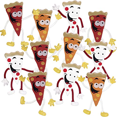 ArtCreativity Bendable Pizza Figures, Set of 12, Bendable Toys for Kids, Pizza Party Favors for Boys and Girls, Stress Relief Fidget Toys for Kids, Goodie Bag Stuffers, and Pinata Fillers