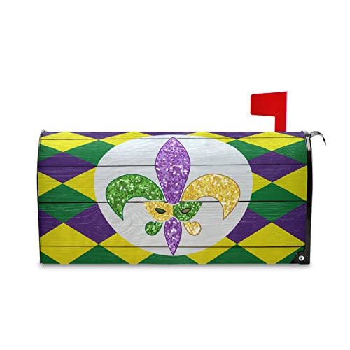 Kcldeci Mardi Gras Holiday Magnetic Mailbox Cover Fleur De Lis Mailbox Covers Magnetic Mailbox Wraps Post Letter Box 18x21