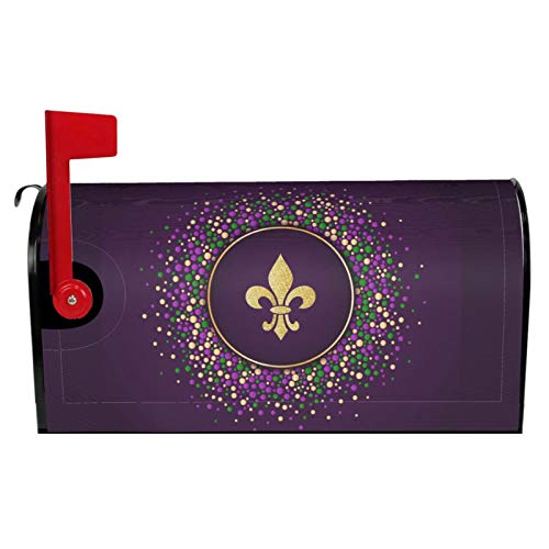 Dujiea Mardi Gras Mailbox Cover Mailbox Wraps, Waterproof Mailbox Covers Magnetic Post Box Cover Standard Size 21"(L) x 18"(W) Garden Yard Outside Farmhouse Home Decor