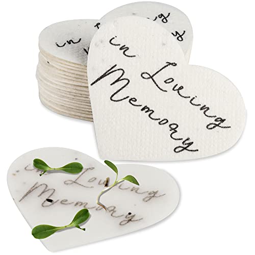 Plantable Wildflower Seeds Paper Heart Shaped with in Loving Memory- 50 Recycled Sympathy Gifts for Loss of Father Mother Loved One- Funeral Memorial Seed Paper Packets for Guest(NO Cards Included))