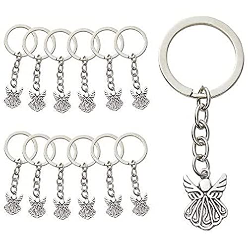 Guardian Angel Charm Keychains (3 In, Silver, 60 Pack)