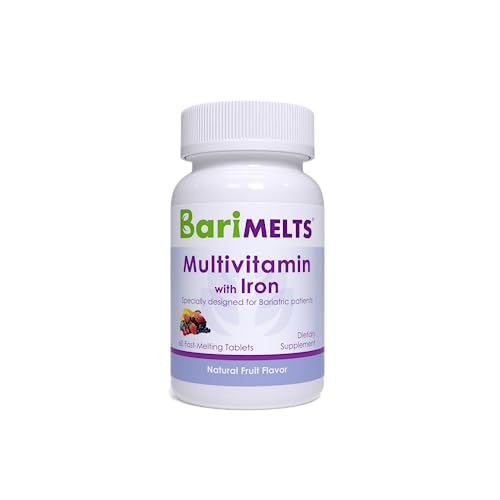 BariMelts Multivitamin with Iron - Fast Melting Bariatric for Post Gastric Bypass and Sleeve Gastrectomy Surgery Patients, Vitamins 60 Tablets