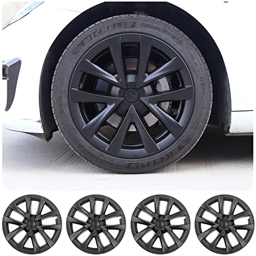 Vugosson Tesla Model 3 Hubcaps Wheel Rim Covers 18 Inch, Snap Clip-On Hub Caps Replacement (Set of 4,Model 3,18 Inch)