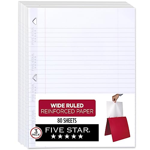Five Star Loose Leaf Paper, Notebook Paper, Wide Ruled Filler Paper, Reinforced, 8 x 10.5, 100 Sheets (15000)