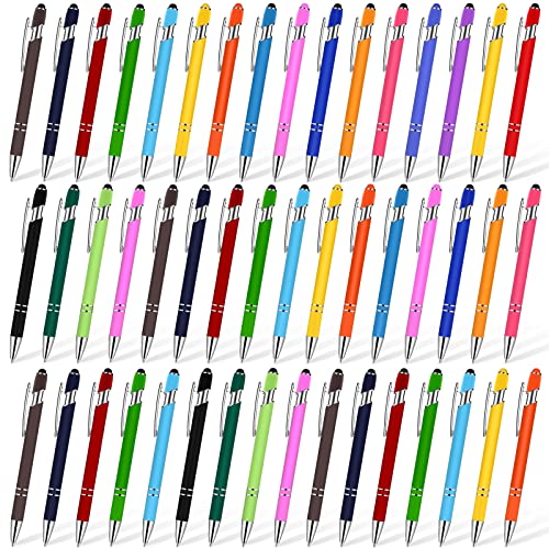 100 Pieces Stylus Pen 2 in 1 Ballpoint Pen with Stylus Tip Stylus Metal Pens Capacitive Stylus Ballpoint Pen for Touch-Screen Phone Tablet, Touchscreen Devices, Compatible with iPad iPhone Samsung