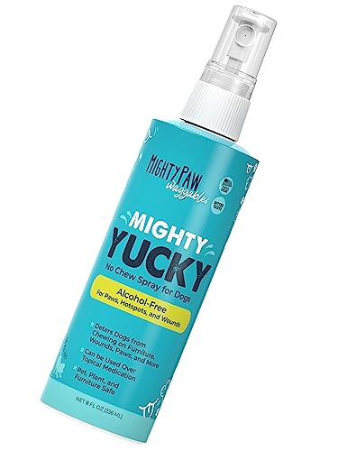 Mighty Paw Waggables Mighty Yucky Spray | Bitter No Chew Spray for Dogs & Pets. Dog Deterrent Anti Chew Spray for Dogs. Alcohol Free for Paws, Hotspots and Wounds. Pet, Furniture and Plant Safe (8 oz)