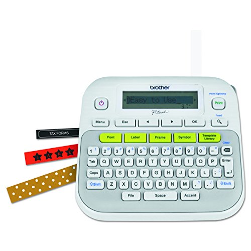 Brother P-touch, PTD210, Easy-to-Use Label Maker, One-Touch Keys, Multiple Font Styles, 27 User-Friendly Templates, White, Gray/White