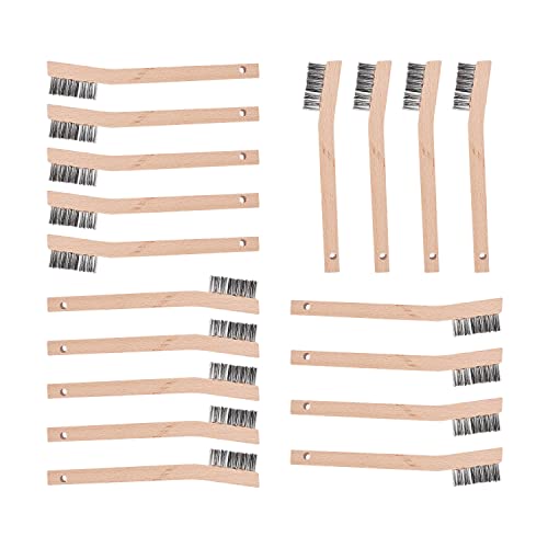 Wood Handle Wire Scratch Brush Sets (18, 18Pack-7in Stainless Steel Small Wire Scratch Brushes with Beech Wood Handle)