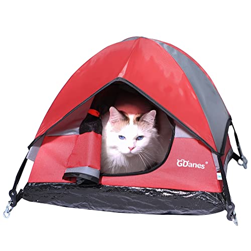 Cat House Portable Indoor/Outdoor Red Cat Tent for Cats and Small Dogs with Soft Mat