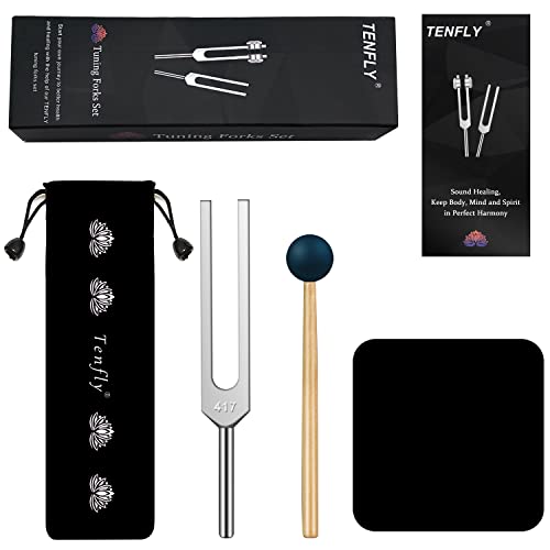 TENFLY 417 Hz Tuning Fork Set, Aluminum Alloy Tuning Fork for Healing, Chakra, Sound Therapy, Keep Body, Mind and Spirit in Perfect Harmony